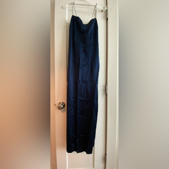 Reformation Silk Frankie Dress Navy - Picture 5 of 6